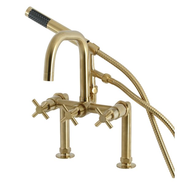 Aqua Vintage AE8407DX Deck Mount Clawfoot Tub Faucet, Brushed Brass AE8407DX